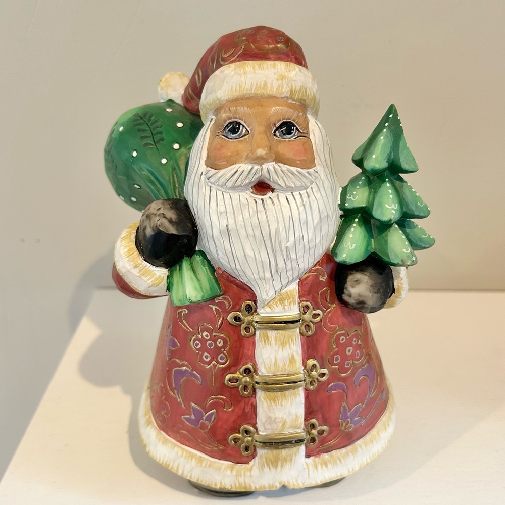 Resin Primitive Santa Figurine Woodland Rustic Old World Christmas